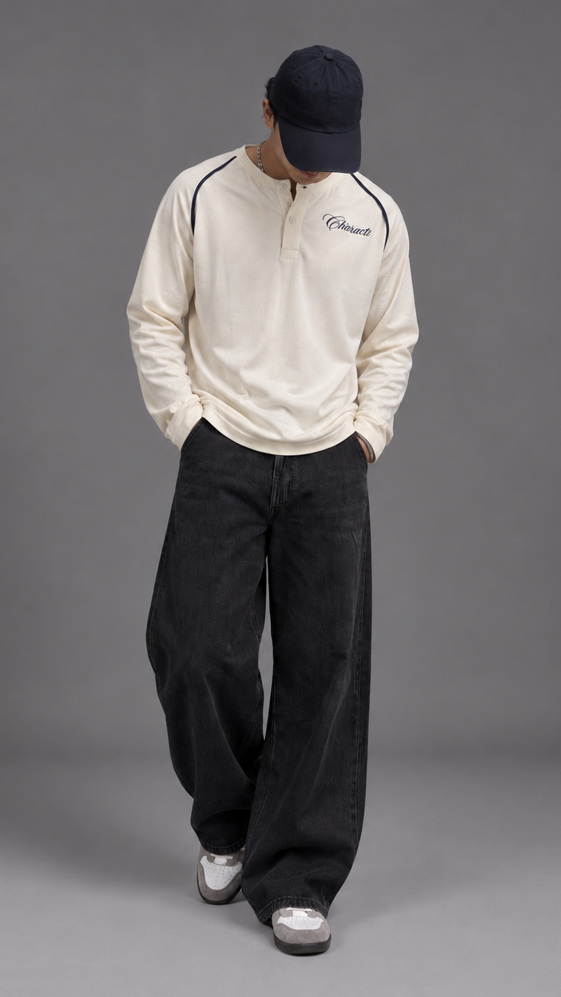 White Cropped Henley