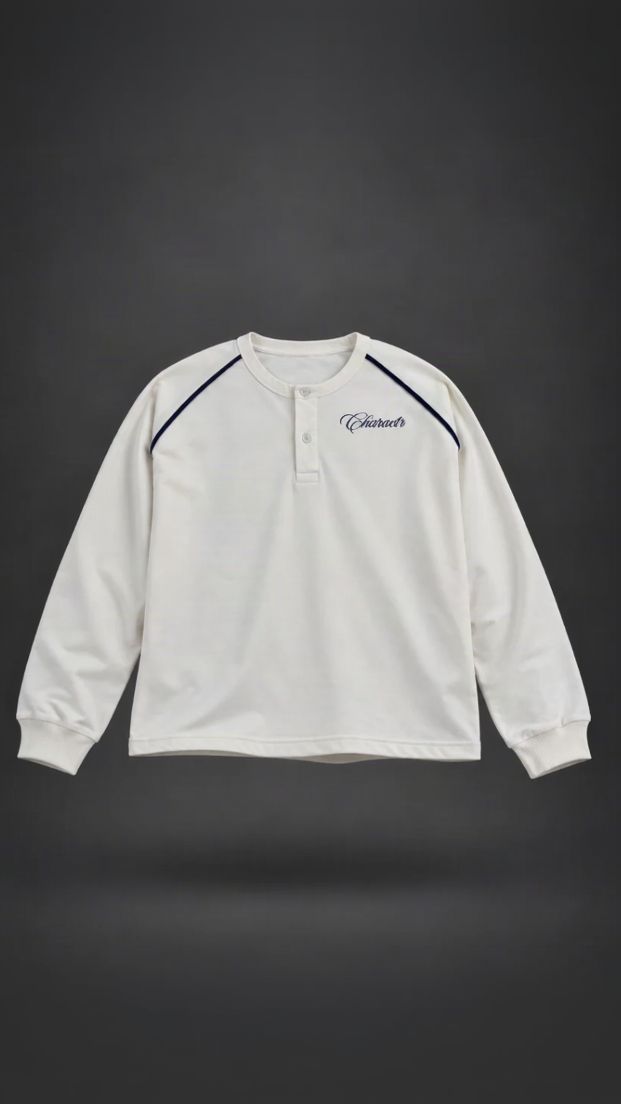 White Cropped Henley