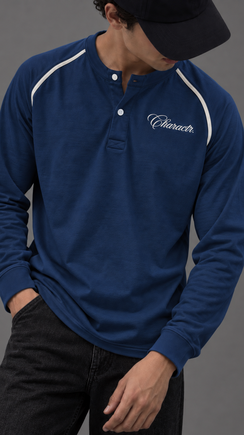 Blue Cropped henley