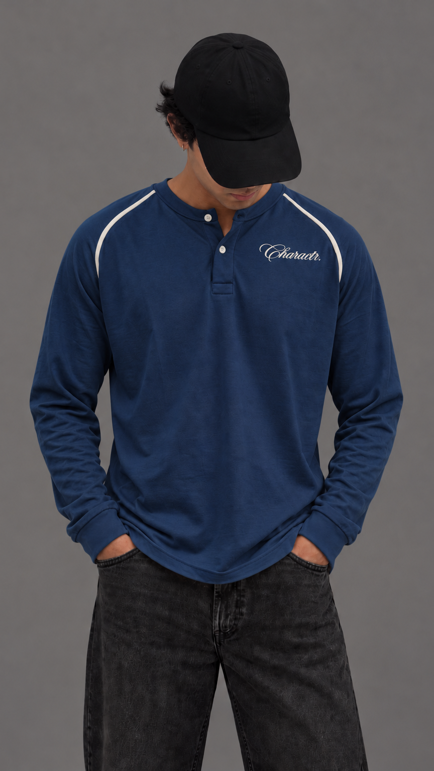 Blue Cropped henley