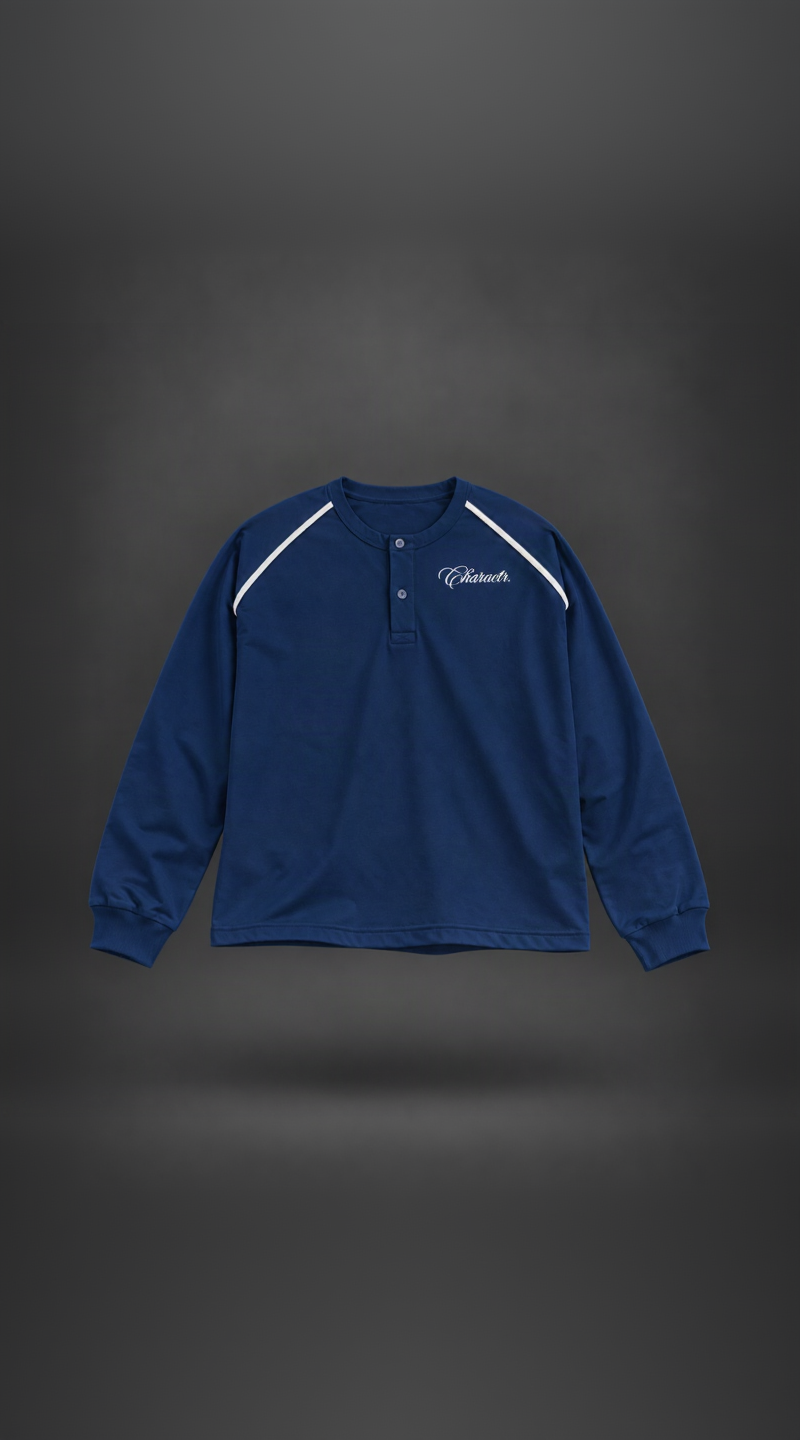 Blue Cropped henley