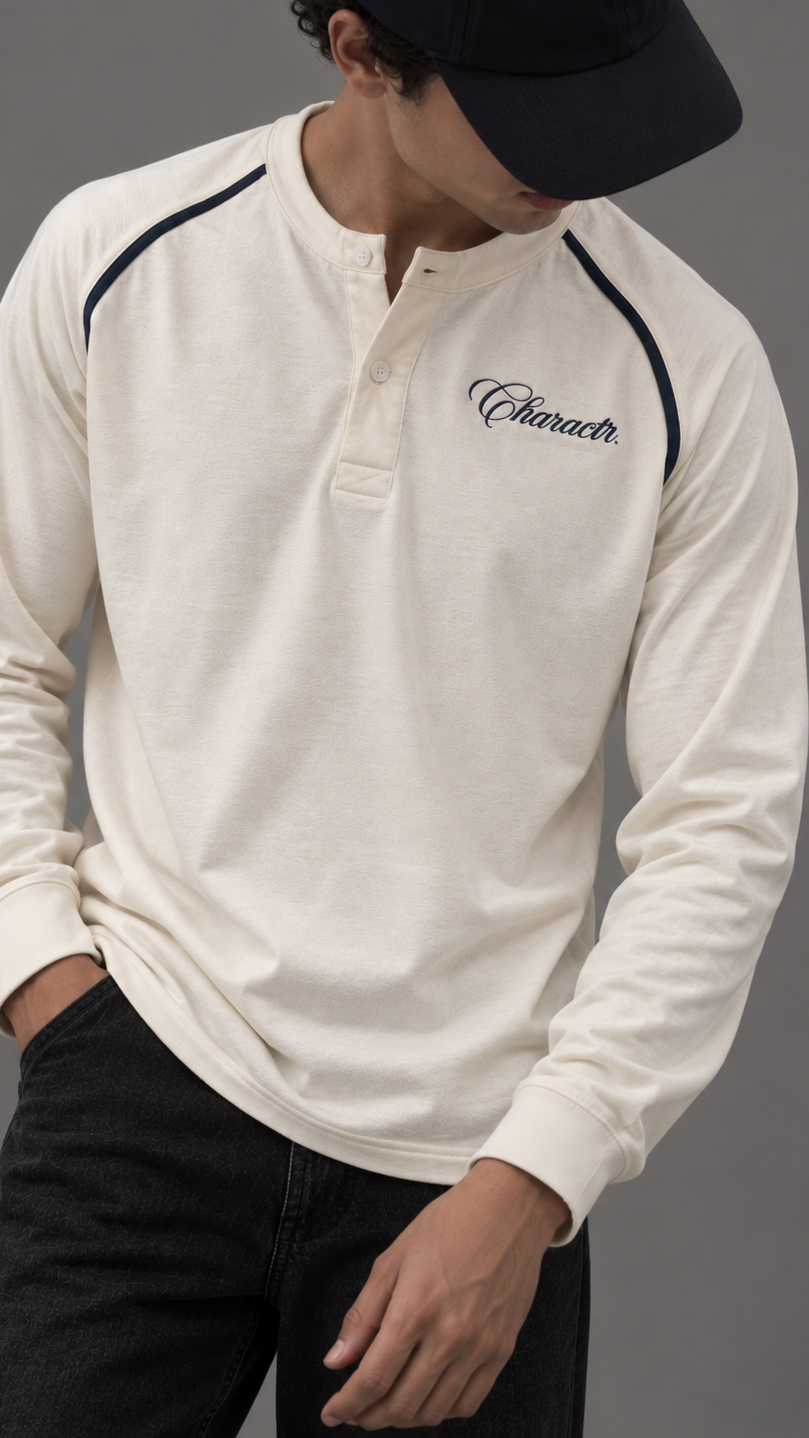 White Cropped Henley