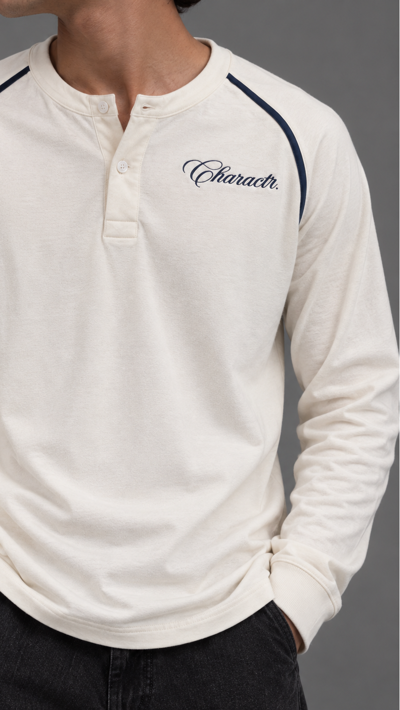 White Cropped Henley
