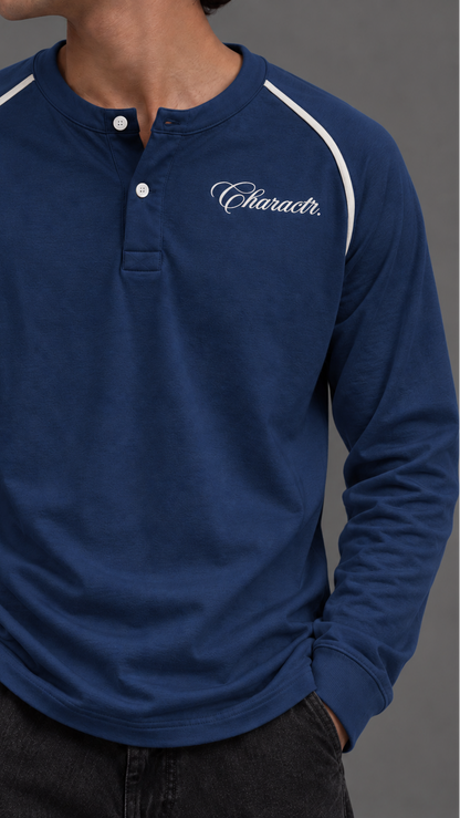 Blue Cropped henley