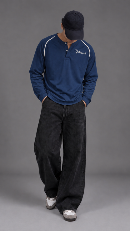 Blue Cropped henley