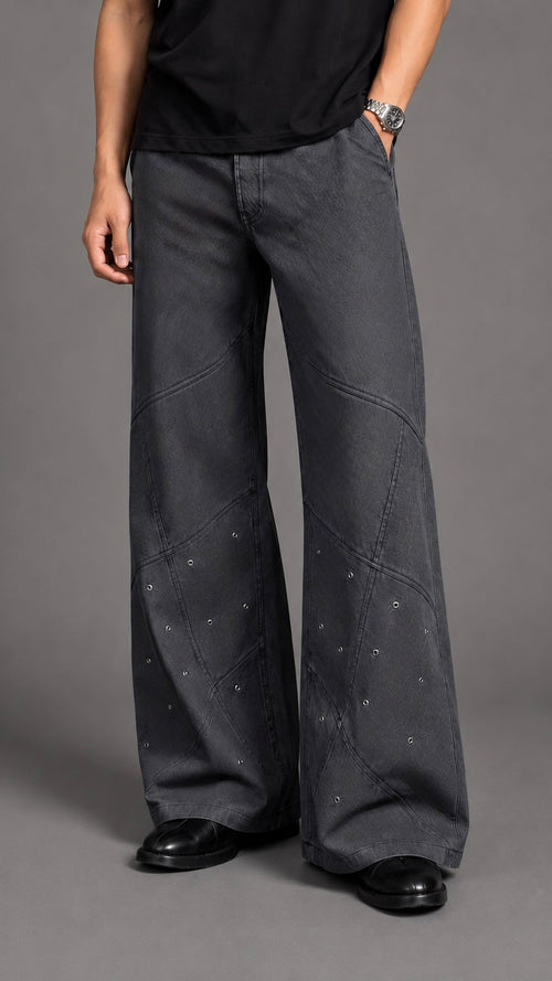 Graphite Studded Baggy Denims