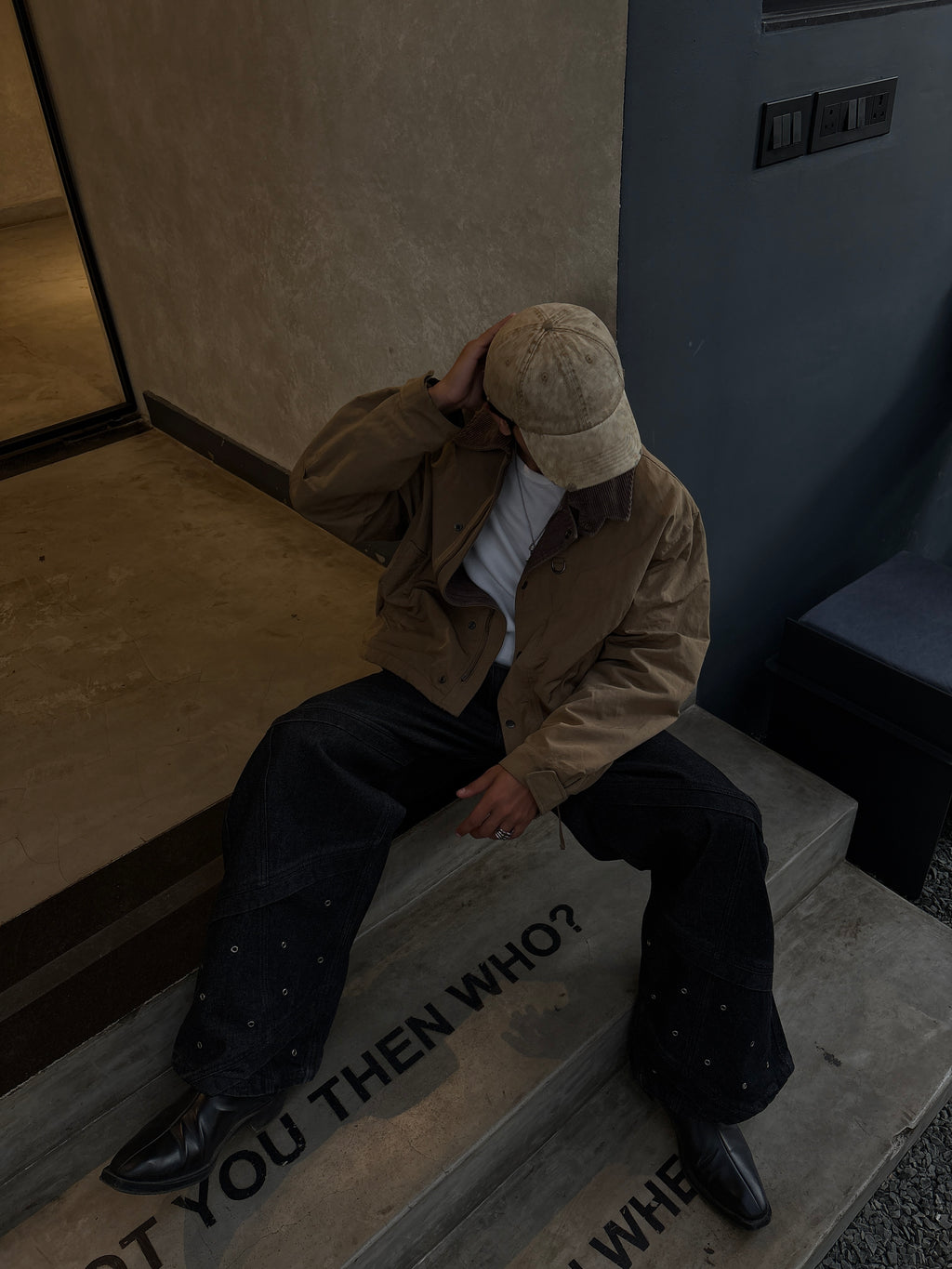 Graphite Studded Baggy Denims