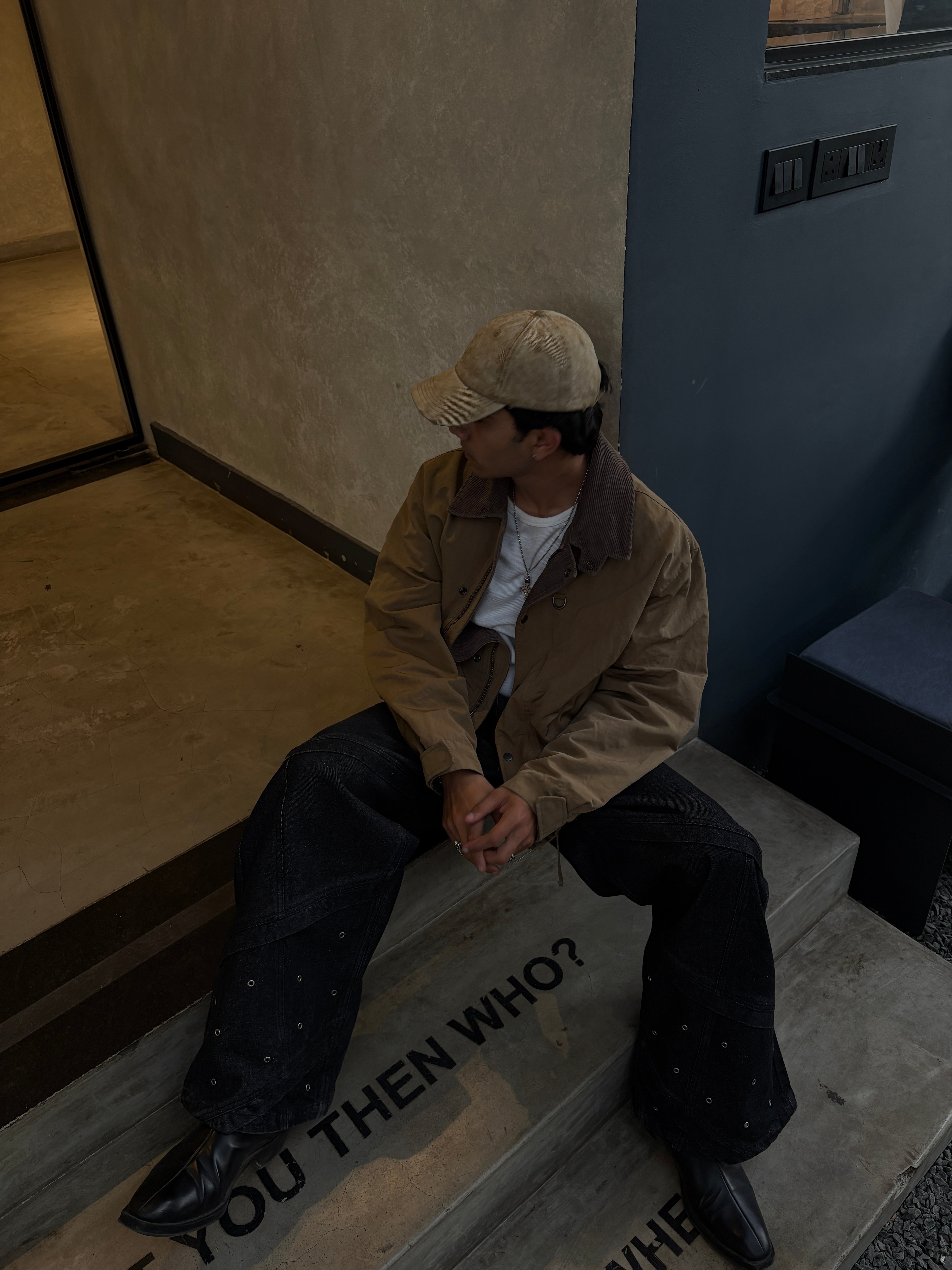 Graphite Studded Baggy Denims