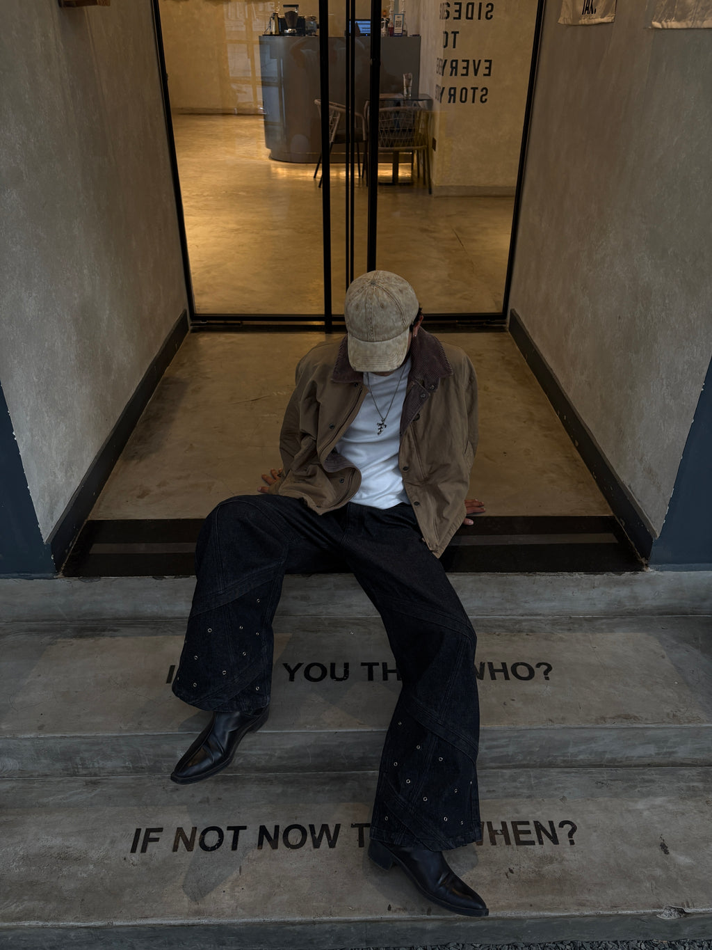 Graphite Studded Baggy Denims