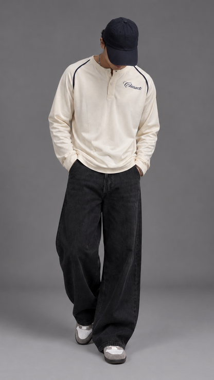 White Cropped Henley