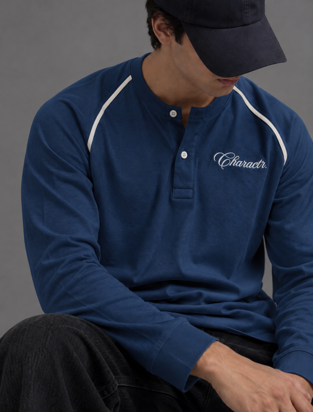 Blue Cropped henley